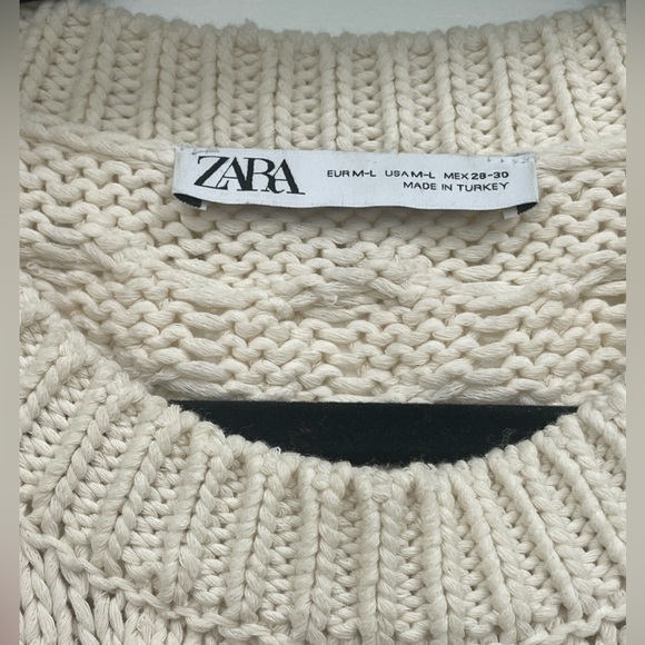 Zara Pink Cream Cable Knit Oversized Sweater Medium/Large - Picture 2 of 3